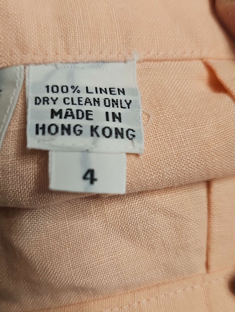Vintage Anne Crimmins Pleated Midi Skirt with Lace Panel - Peach 100% Linen - Picture 7 of 8